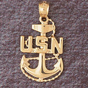 Us Navy Sign Charm Pendant 14k Gold