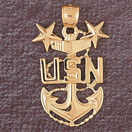 Us Navy Sign Charm Pendant 14k Gold