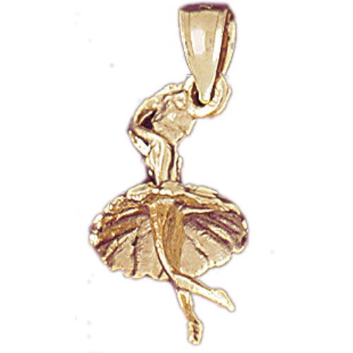 3D Ballerina Dancer Charm Pendant 14k Gold