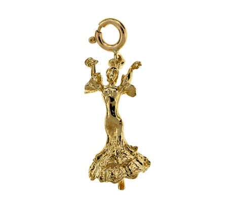 3D Dancer Charm Pendant 14k Gold