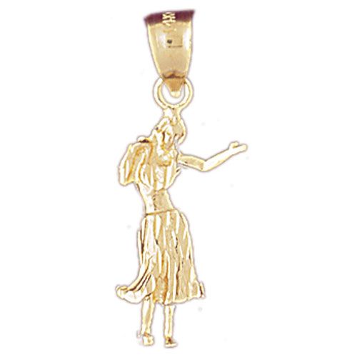 3D Dancer Charm Pendant 14k Gold