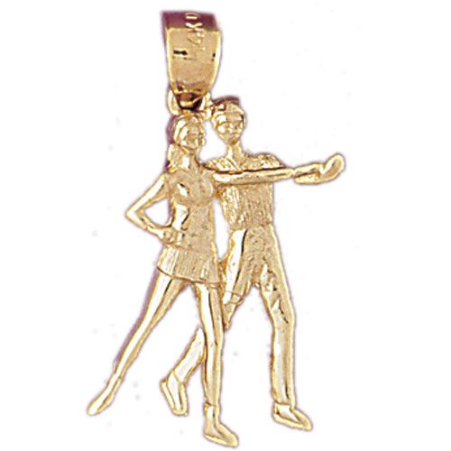 Couple of Dancers Charm Pendant 14k Gold
