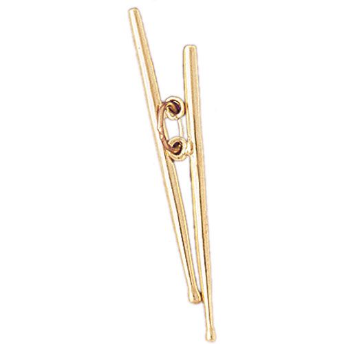 3D Drum Sticks Charm Pendant 14k Gold