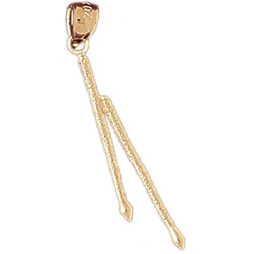 3D Drum Sticks Charm Pendant 14k Gold