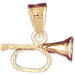 3D French Horn Trumpet Charm Pendant 14k Gold