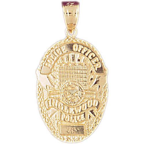 Hollywood Police Badge Charm Pendant 14k Gold