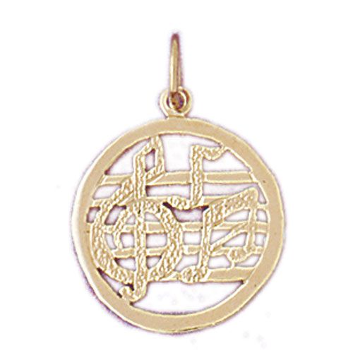 Musical Note Charm Pendant 14k Gold