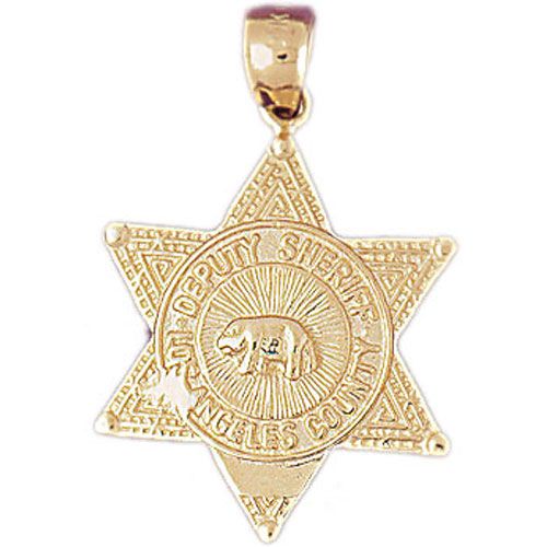 Los Angeles Deputy Police Badge Charm Pendant 14k Gold