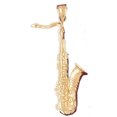 Saxophone Charm Pendant 14k Gold