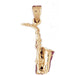 3D Saxophone Charm Pendant 14k Gold