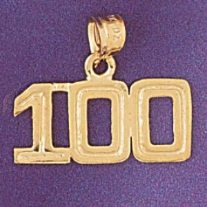 Number 100 Charm Pendant 14k Gold