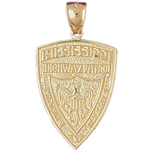 Mississippi Highway Patrol Police Badge Charm Pendant 14k Gold