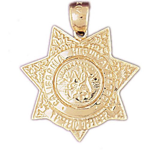 Police Badge Charm Pendant 14k Gold