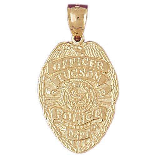 Police Badge Officer Tucson Charm Pendant 14k Gold