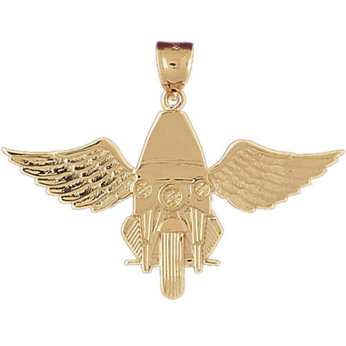 Police Motorcycle Charm Pendant 14k Gold