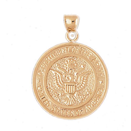 Us Army Sign Charm Pendant 14k Gold