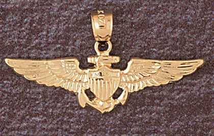 Us Marine Sign Charm Pendant 14k Gold