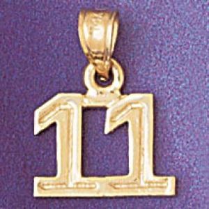 Number 11 Charm Pendant 14k Gold