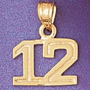 Number 12 Charm Pendant 14k Gold