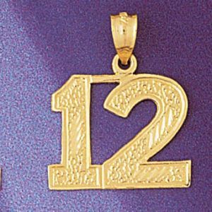 Number 12 Charm Pendant 14k Gold