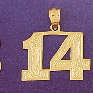 Number 14 Charm Pendant 14k Gold