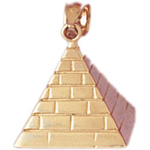 3D Egyptian Pyramid Charm Pendant 14k Gold
