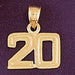 Number 20 Charm Pendant 14k Gold
