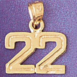 Number 22 Charm Pendant 14k Gold