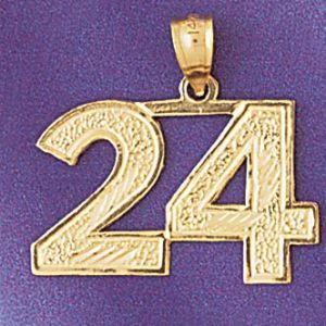 Number 24 Charm Pendant 14k Gold