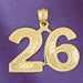 Number 26 Charm Pendant 14k Gold