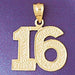 Number 16 Charm Pendant 14k Gold