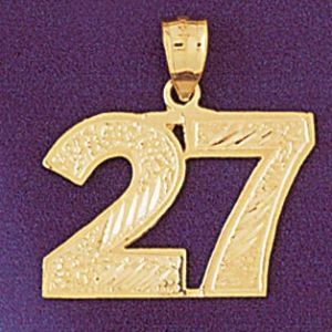 Number 27 Charm Pendant 14k Gold