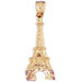 3D Eiffel Tower Charm Pendant 14k Gold