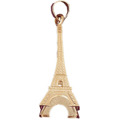 3D Eiffel Tower Charm Pendant 14k Gold