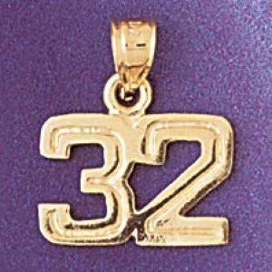 Number 32 Charm Pendant 14k Gold