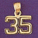 Number 35 Charm Pendant 14k Gold