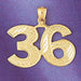 Number 36 Charm Pendant 14k Gold