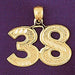 Number 38 Charm Pendant 14k Gold