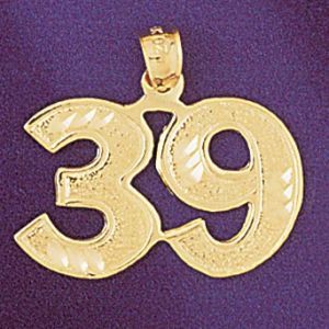 Number 39 Charm Pendant 14k Gold