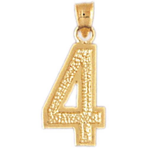 Number 4 Charm Pendant 14k Gold