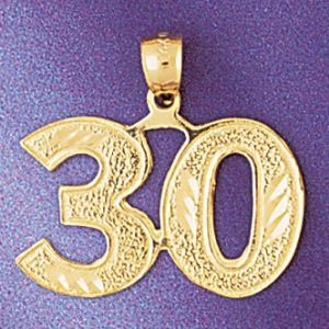 Number 30 Charm Pendant 14k Gold