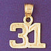 Number 31 Charm Pendant 14k Gold