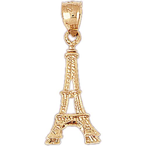 3D Eiffel Tower Charm Pendant 14k Gold