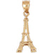3D Eiffel Tower Charm Pendant 14k Gold