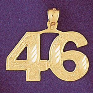 Number 46 Charm Pendant 14k Gold