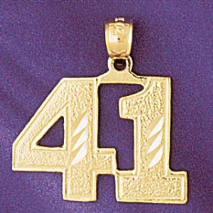 Number 41 Charm Pendant 14k Gold