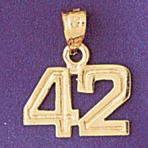 Number 42 Charm Pendant 14k Gold