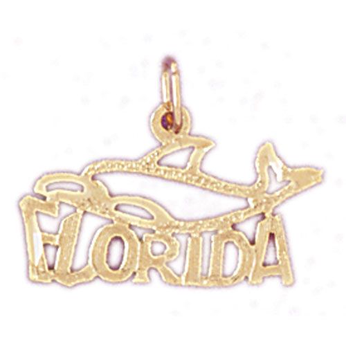 Florida Dolphin Charm Pendant 14k Gold