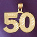 Number 50 Charm Pendant 14k Gold