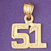 Number 51 Charm Pendant 14k Gold